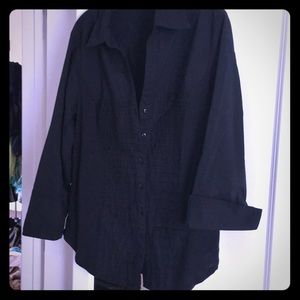 Perfect fit button up w stretchy cotton sides